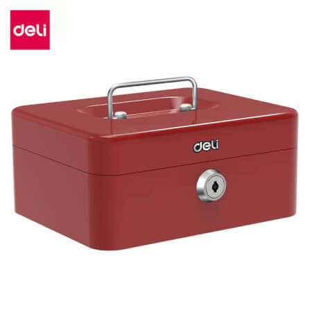 กล่องเหล็กเก็บเงิน DELI ET501-RD-01 กุญแจ สีแดง_0